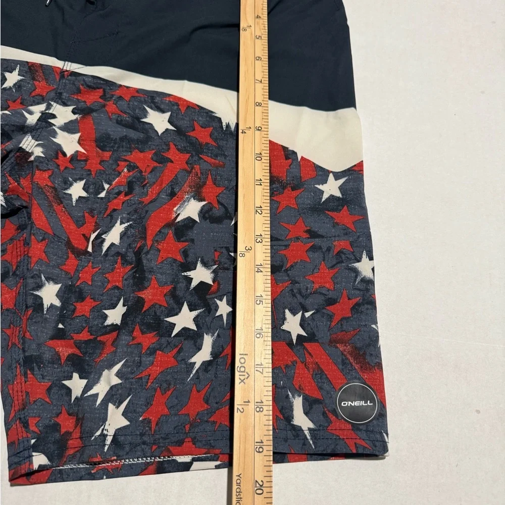 O'Neill Sk8 Swim Trunks, American Flag Shorts, Flat‎ Front, Men's 34 #1164